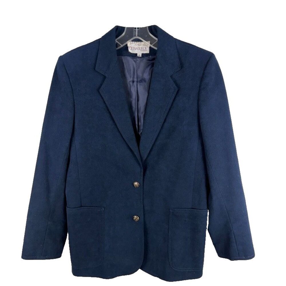 Vintage BILL BLASS Ultrasuede Jacket Size 6 Women Blue Classic Old Money Preppy